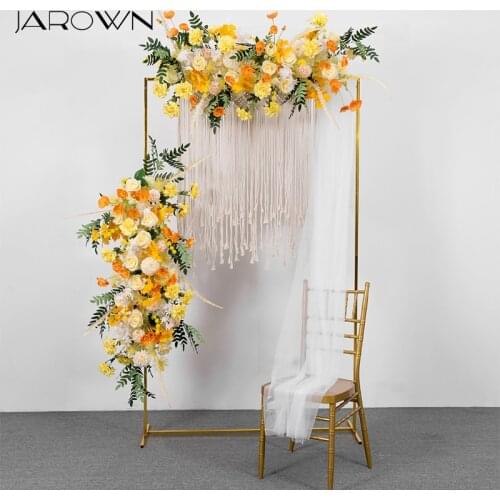 JAROWN Customize Wedding 1M Flower Row Arch Decor Scene Arrangement Artificial Flowers Party Stage Iron Shelf Background Decor