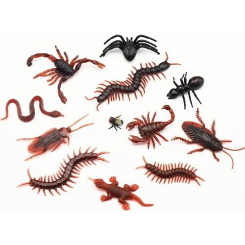 30Pcs Fake Ants Simulated Insect Prank Toy Ants Spider Cockroach Fly Toy Figure Joke Toys Halloween Party Supplies