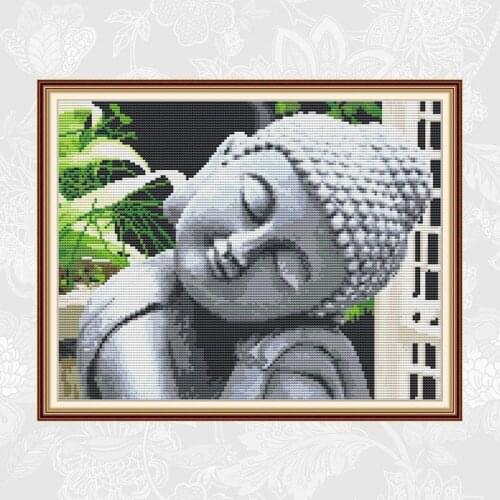 Sleeping Buddha Cross Stitch Pattern Counted Printed Fabric 14CT 11CT Cross-stitch Kits DIY Handmade Embroidery Needlework Sets