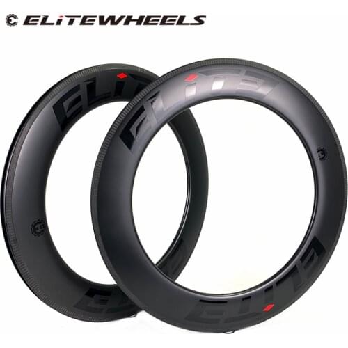 ELITEWHEELS 700c 88mm Aero Carbon Rims Tubeless Clincher Tubular UD Matte Finish 3K Twill Brake Surface 25mm Width For Wheels