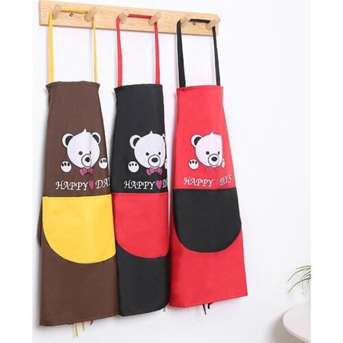 Bear Cub Cartoon Kitchen Apron Waterproof Oil Dispensing Mate Cooking Waterproof Sleeveless Oily Oil H-Type Apron Adult Bibs