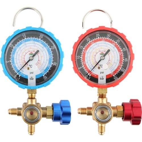 Pure Copper Refrigerant Pressure Gauge R134a/R410/R32/R22/R407C Air Conditioning and Fluoride Table Low/high Pressure