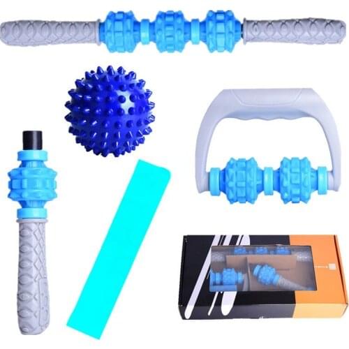 Yoga Massage Stick Six-piece Fitness Muscle Relaxer Set Roller Stick Full Body Massage Color Box Packaging