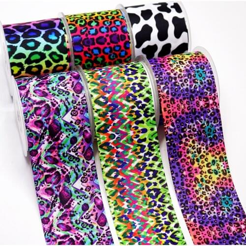 DIY Handmade Materials Leopard Printed Grosgrain Ribbon 50 Yard Per Size 45177