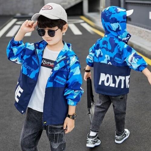 2021Korean Version Boys Fashion Windbreaker Spring And Autumn And Winter New Childrens Camouflage Casual Tooling Jacket