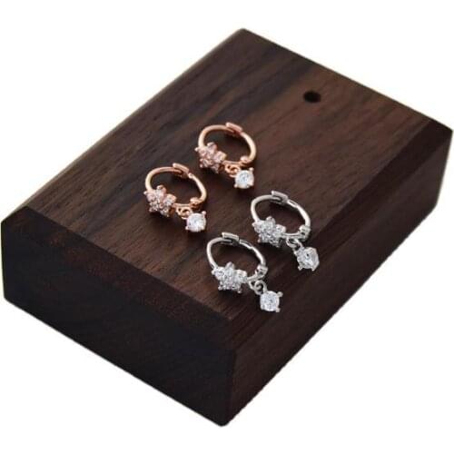 925 Sterling Silver Fashion Small Zircon Flower Ear Ring Ear Bone Ear Buckle Simple Cute Sweet Female Girl Silver Ear Jewelry