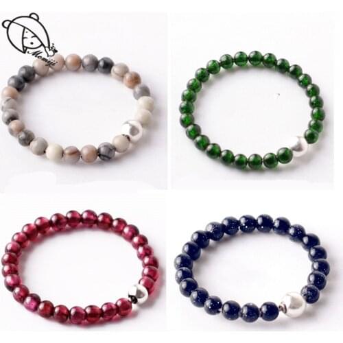 Momiji All Handmade Natural Stone Beaded Rings for Women Elastic Fashion Jewelry Stainless Steel Wedding Party Rings Wholesale