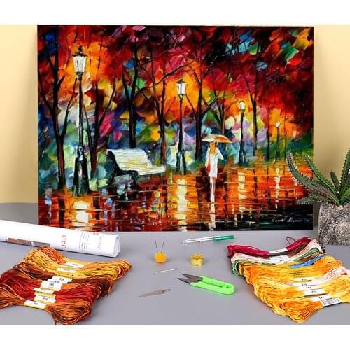 Rainy Emotions Printed Fabric 11CT Cross-Stitch DIY Embroidery Kit DMC Threads Hobby Handmade Sewing Needlework Sales