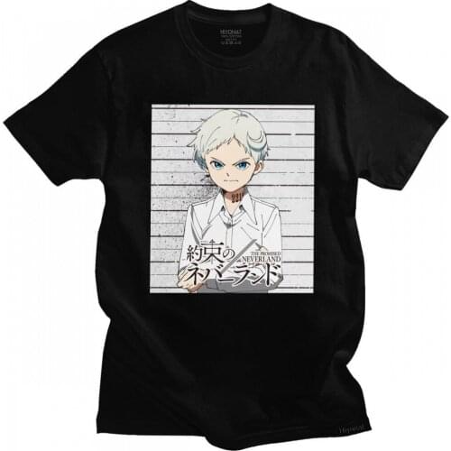 Novelty Mens Norman The Promised Neverland Shirt Anime T-shirt Short Sleeve Cotton Tshirt Classic Japan Manga Tees Top Clothes
