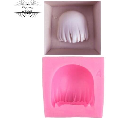 DIY new medium length hair shape silicone mold chocolate cake decorating tool soft candy sugar mold cake mold