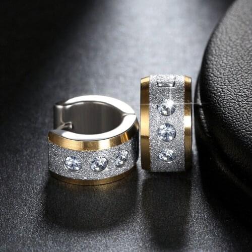 Modyle 2020 New 316L Stainless Steel Hoop Earrings for Women Men CZ Stone Punk Style Small Earrings Jewelry Wholesale