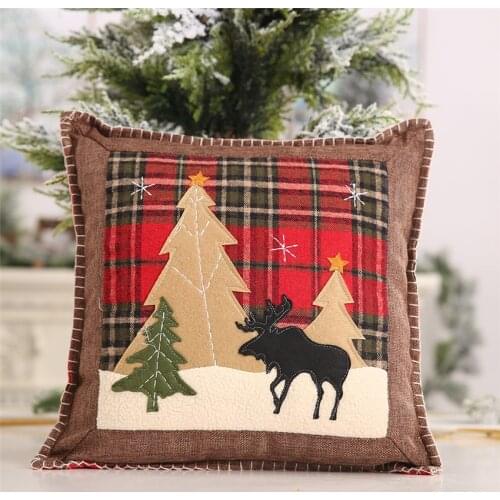 NEW Christmas Festival Pillow Case Elk Plaid Cloth Sofa Bed Home Decor Pillow Cover Bedroom Christmas Cushion Cover Decoration