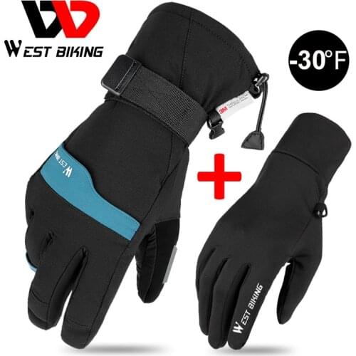 WEST BIKING Super Warm Ski Gloves -30℉ Waterproof Winter Mitten 2 Pairs Snowboard Motorcycle Cycling Sports Gloves for Men Women