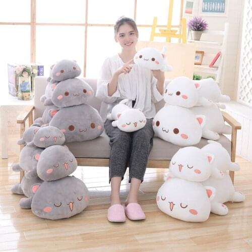 Plush Cute Cat Doll Costume Props Kawaii Lying Plush Toy Animal Pillow Soft Cartoon Cushion Children Christmas Accessories Gift