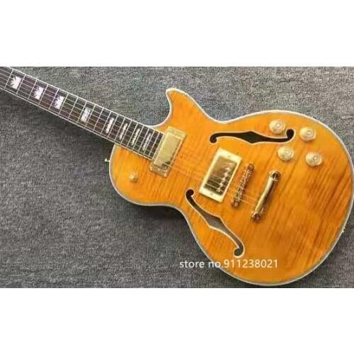 Custom F hollow body jazz electric guitar,rosewood fingerboard gutiarra.double Tiger Flame maple Jazz gitaar，Free Shipping