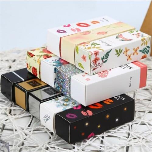 Printing Process 2.5x2.5x8.5cm Lip Balm Tube Packaging Carton Box Lipstick Tube DIY Packing box Colorful Kraft Paper Gift Box