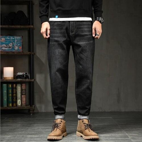 Plus Size 48 Men Streetwear Stretch Jeans Korean Fashions Harem Pants Hip Hop Mens Cowboys Denim Pants Loose Fat Men Jeans