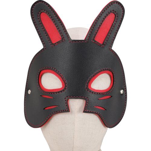 Halloween Rabbit Masks BDSM Bondage Training Slaves Erotic Sex Toys PU Leather Eye Mask for Masquerade Cosplay Sexy Decorations