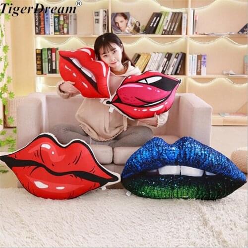Removable washable simulation large mouth red lip toy office cotton stuffed cushion large sleeping pillow sofa doll decoration
