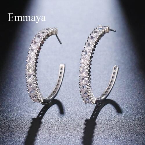 Emmaya New Shiny Cubic Zircon Earring Classic Style For Women Elegant Jewelry Three Color Choice Fashion Statement Party Gift