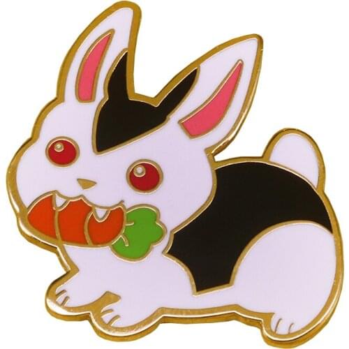 Cute bunny carrot brooch evil pin horror Vampire rabbit badge Easter gift funny accessories