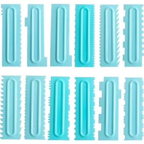 Blue Cream Scraper Irregular Teeth Edge DIY Cream Scraper Smoother Cake Decorating Fondant pastry cutters Baking Spatulas Tools