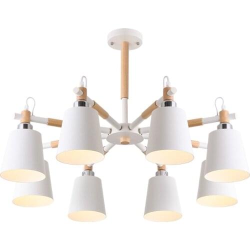 Nordic Chandelier E27 With Iron Lampshade For Living Room Suspendsion Lighting Fixtures Lamparas Colgantes Wooden Lustre