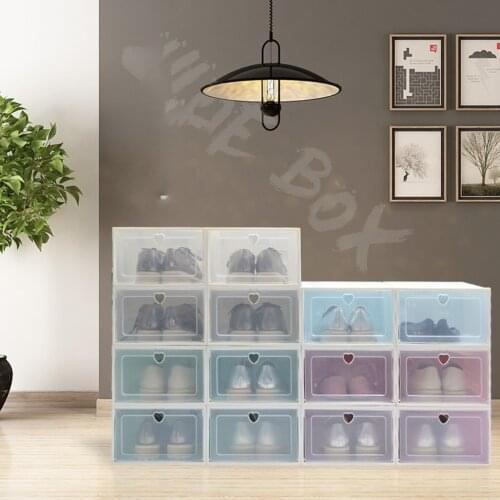 Foldable Clear Shoes Storage Box Flip Shoes Transparent Drawer Case Plastic Shoe Boxes Stackable Storage Artifact Thicke