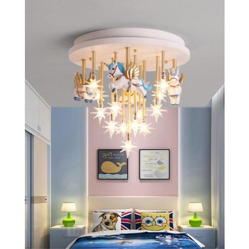 Carousel-shaped LED cute light in the bedroom girl baby room lamp children room lamp boy room lamp Kds chandelier lamp