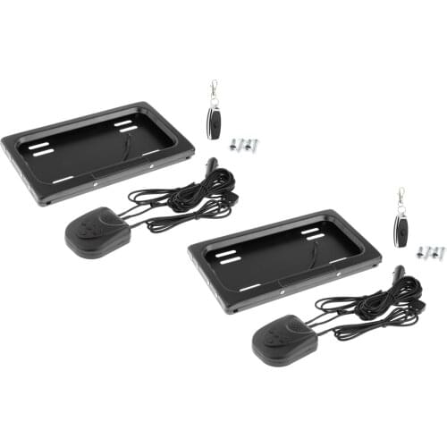 Universal 2 Sets Cover Up Electric License Plate Frame with Remote Control Easy to Install Rust Proof Waterproof