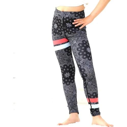 Vintage Floral Print Dark Grey Sport Pants Girls 6 To 12 T Kids Running Gym Yoga Leggings