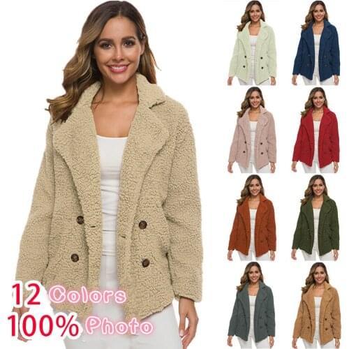 Winter Double Breasted Coat Loose Fluffy Faux Fur Coat Female Multicolor Plus Size Jacket 3xl 4xl 5xl Woman Windbreaker Jacket