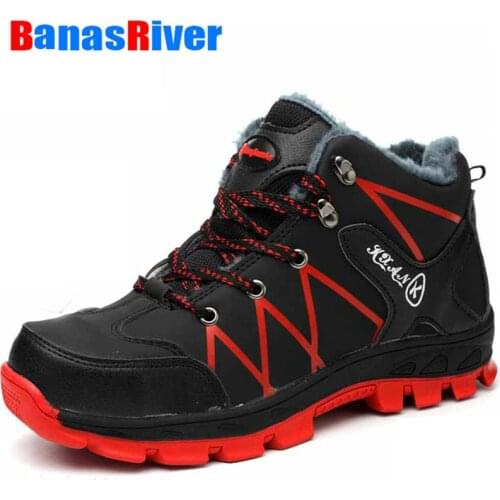 Winter Warm Fur Plush Safety Shoes Boots for Men Outdoor Casual Snow Warm Fur Work Indestructible Boots Steel Toe Mens Footwear
