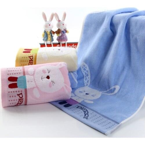 1pcs Pink Cotton Rabbit Towel for Kids 110g Embroidered Sheared Jacquard Soft Absorbent Child Face Towel Easter Festival Supply