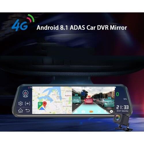 10 Inch Android 8.1 Full Screen 4G Smart Dual 1080P Streaming Media Rearview Mirror ADAS Dash Cam Camera Driving Recorder