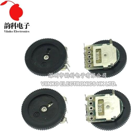 10pcs Double Dial Taper Volume Wheel Duplex potentiometer B102 B103 B203 B503 B104 1K 2K 5K 10K 20K 50K 100K 3Pin 5Pin 16*2mm