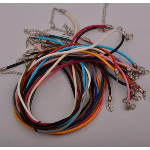 100pcs Adjustable 3mm Round Leather Cord Necklace Real Cow Leather Rope String for Jewelry Making Supplies