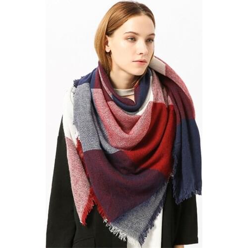 2019 luxury brand plaid cashmere women scarf winter warm shawl and wraps pashmina lady long tassel female foulard thick blanket