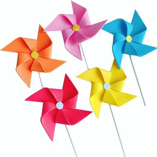 3pcs/set Creative Children Foam Paper 3D Colorful Mini Windmill Happy Birthday Cake Topper Candy Bar Cake Supplies Party Favors