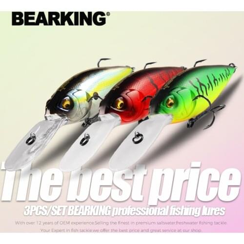 3pcs/lot BEARKING 75mm 23g TOP Fishing lures floating crank bait deep diver bait lure High Quality Hard Baits professional Actio