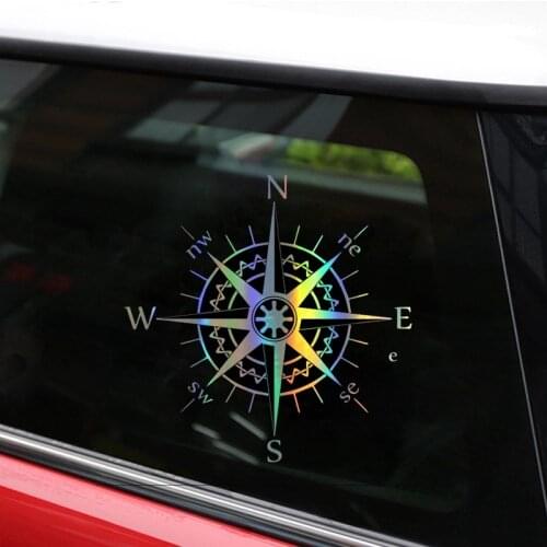 Car Sticker 3D 17cm*17cm NSWE Compass Wind Rose Bardian Funny Sticker On Decals Rear Window Vinyl Car Styling