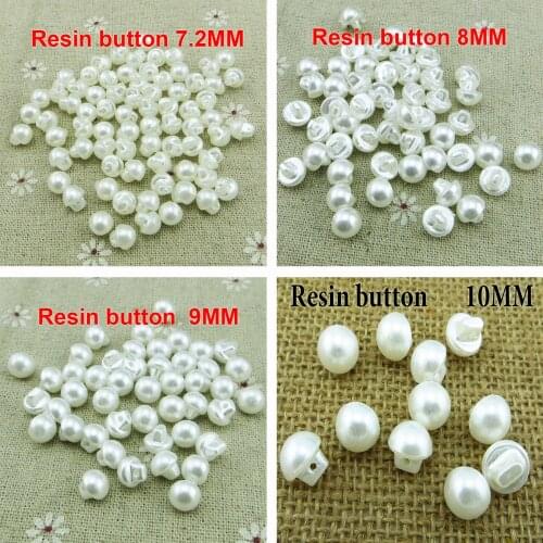 100pcs (8MM/9MM/10MM/12MM) White pearl Resin Buttons Fit Sewing Scrapbook Decoration button R-273