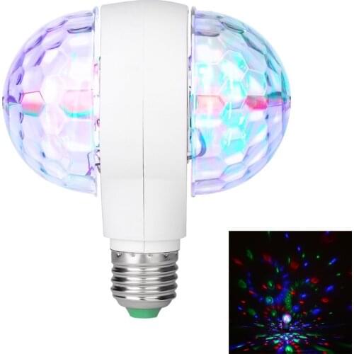 6W Rotating Bulb Light LED Magic Stage Disco Lamp E27 with Dual Head For KTV Disco Bar DJ Ballroom Home Club Christmas Effect