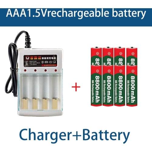 20PCS AAA 8800 mah rechargeable battery AAA 1.5 V 8800 mah Rechargeable New Alcalinas drummey +1pcs 4-cell battery charger