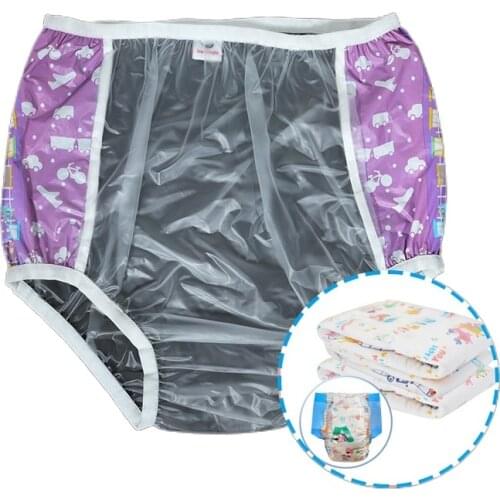 Abdl Adult Incontinence Briefs Plastic PVC Pants Elastic Waterproof reusable diapers baby pants ddlg 3pcs Adult daddy girl Dom