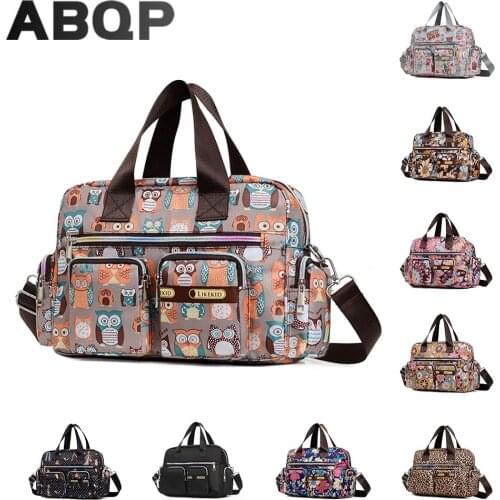 ABQP Large Capacity Nylon Handbags For Women Colorful Printed Female Travel Shoulder Bag Outdoor Womens Shopping Tote Bag