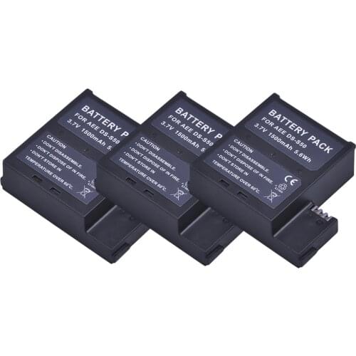 Durapro 3pc 3.7V 1500mAH DS-S50 DSS50 DS S50 Camera Battery for AEE D33 S50 S51 S60 S71 S70 DS-S50 Bateria