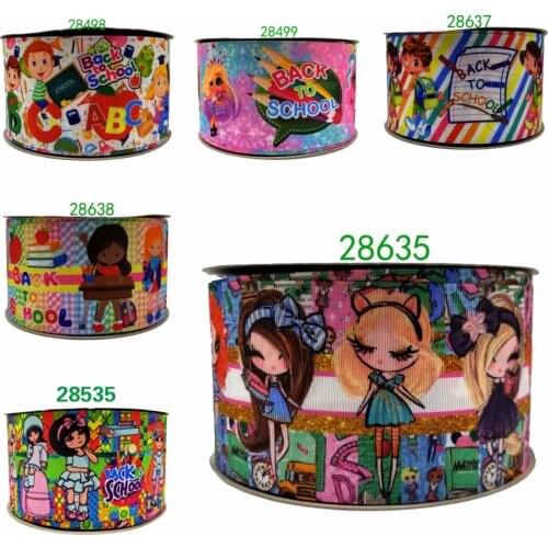 Free shipping 50 yard cartoon printed grosgrain ribbon 28635
