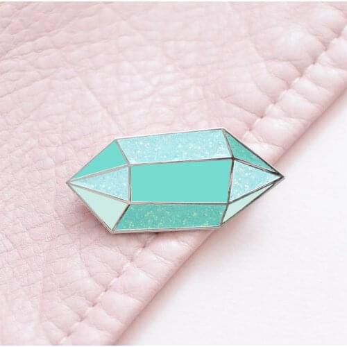 Glisten Aquamarines Hard Enamel Pin Beautiful Blue Crystal Brooch Accessories March Birthstone Pins Jewelry Unique Birthday Gift