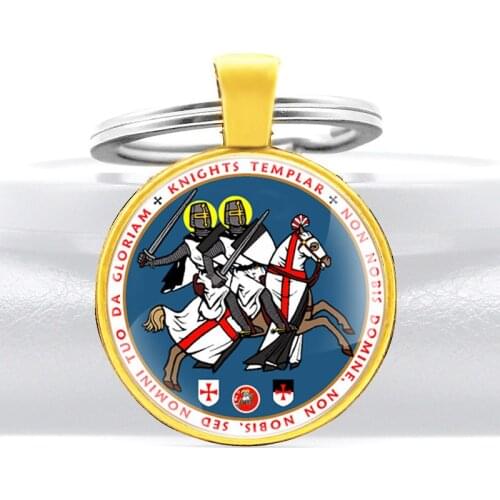 Knight Templar Cross Glass Cabochon Key Rings KeyChains